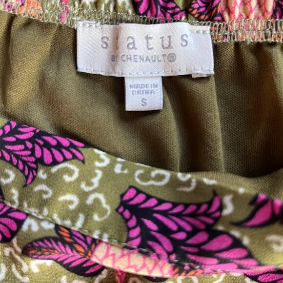 Status by Chenault Green Floral High Low Ruffled Maxi Skirt. Size Small - Picture 7 of 8